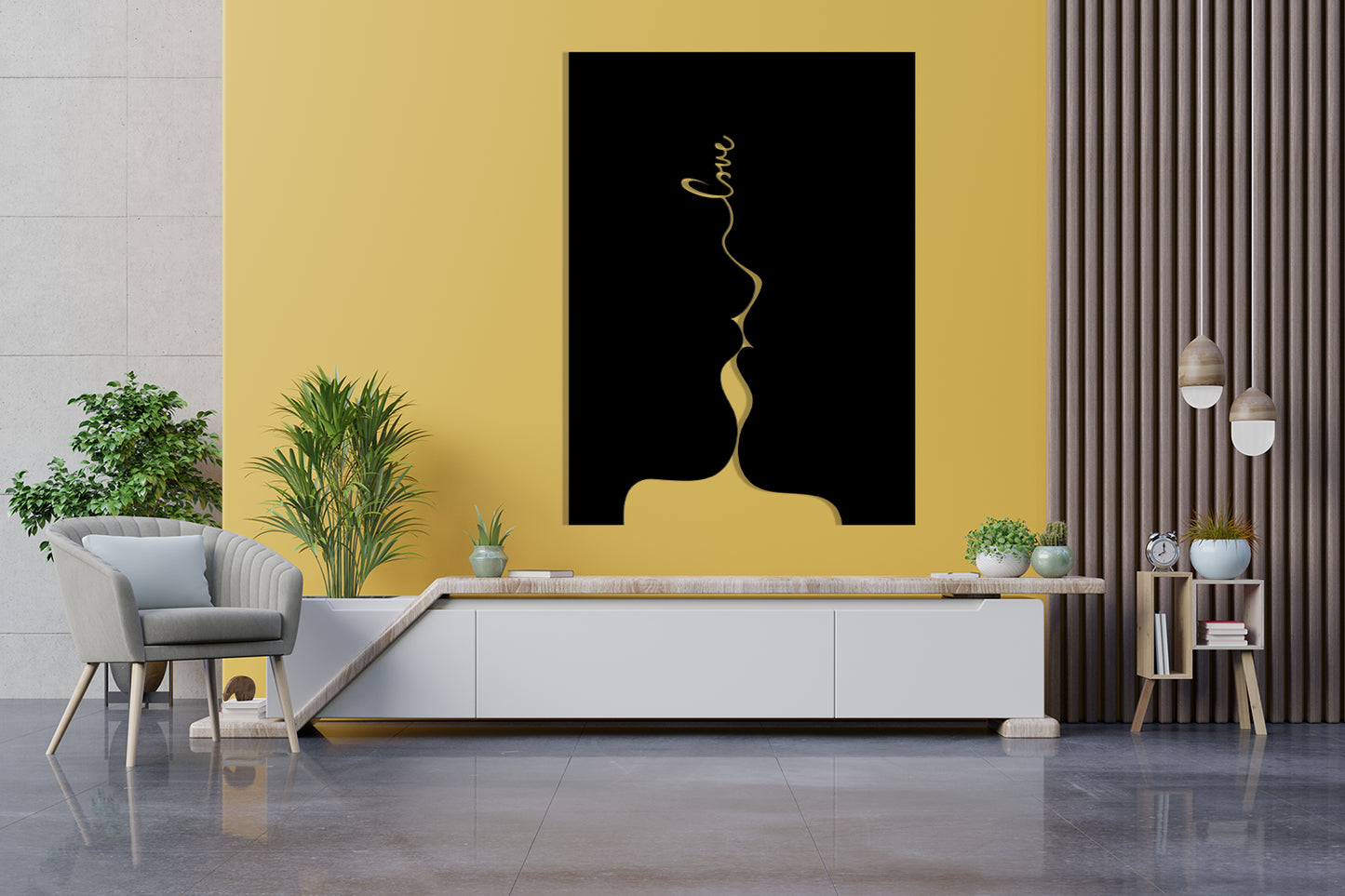 Love Story - Minimalist Line Art Metal Wall Decor